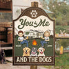 You Me & Our Dogs Camping - Camping Personalized Custom Shaped Home Decor Wood Sign - House Warming Gift For Couples, Husband Wife, Camping Lovers, Pet Owners, Pet Lovers