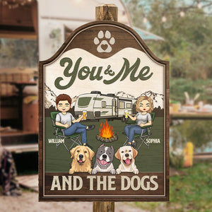 You Me & Our Dogs Camping - Camping Personalized Custom Shaped Home Decor Wood Sign - House Warming Gift For Couples, Husband Wife, Camping Lovers, Pet Owners, Pet Lovers
