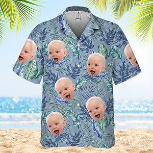 Colorful Tropical Leaves And Pet - Family Personalized Face Custom Unisex Tropical Hawaiian Aloha Shirt - Summer Vacation Gift, Gift For Family Members