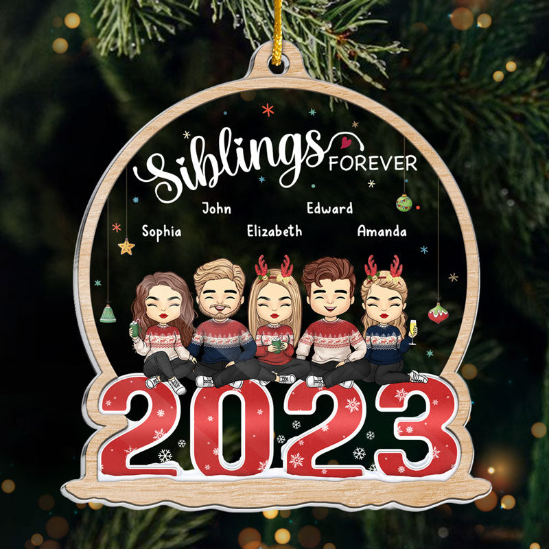 Together We Make A Family - Family Personalized Custom Ornament - Acrylic Snow Globe Shaped - Christmas Gift For Family Members, Best Friends, BFF, Sisters