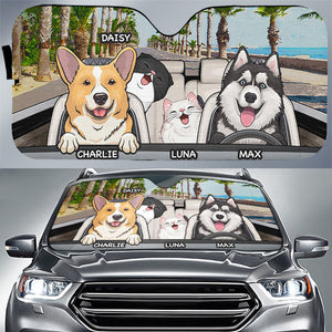 Nature Is Calling & I Must Go - Dog & Cat Personalized Custom Auto Windshield Sunshade, Car Window Protector - Gift For Pet Owners, Pet Lovers