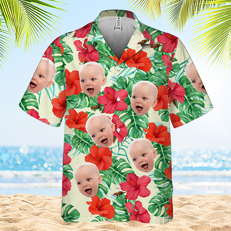Custom Photo Tropical Summer Vibe - Family Personalized Custom unisex Tropical Hawaiian Aloha Shirt - Summer Vacation Gift, Gift for Family Members 