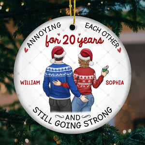 Congratulations To My Man For Having Me - Couple Personalized Custom Ornament - Ceramic Round Shaped - Christmas Gift For Husband Wife, Anniversary