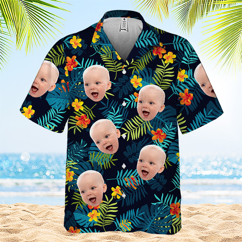 Custom Photo Tropical Vibes Only - Family Personalized Face Custom Unisex  Tropical Hawaiian Aloha Shirt - Summer Vacation Gift, Gift For Family