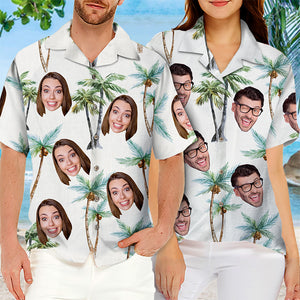 Custom Photo Seek To Sea More - Couple Personalized Face Custom Unisex Tropical Hawaiian Aloha Shirt - Summer Vacation Gift, Gift For Husband Wife