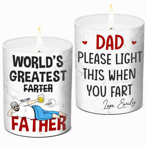World's Greatest Farter - Family Personalized Custom Smokeless Scented Candle - Father's Day, Birthday Gift For Dad