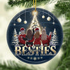 Merry Christmas Bestie Forever - Bestie Personalized Custom Ornament - Ceramic Round Shaped - Christmas Gift For Best Friends, BFF, Sisters