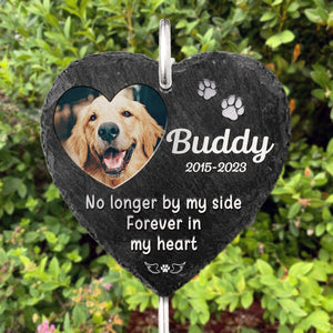Custom Photo Right Here, Forever In My Heart - Memorial Personalized Memorial Garden Slate & Hook - Sympathy Gift, Gift For Pet Owners, Pet Lovers