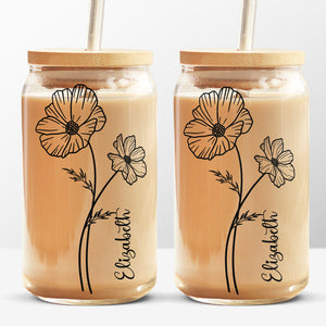 Flower Glass Cups, Floral Iced Coffee Cup, Glass Cups With Lid and Straw, Glass  Coffee Cup With Lid and Straw Sets, Glass Iced Coffee Cup 