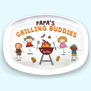 Grilling Buddies - Family Personalized Custom Platter - Father's Day, Birthday Gift For Dad