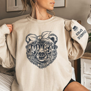 The Coolest Papa & Mama Bear - Family Personalized Custom Unisex Sweatshirt With Design On Sleeve - Gift For Dad, Mom