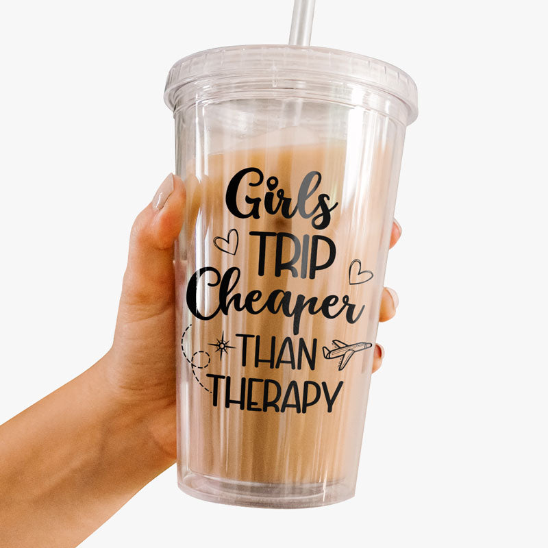 Let's Go With Us - Bestie Personalized Custom Clear Acrylic Tumbler - Summer Vacation, Gift For Best Friends, BFF, Sisters