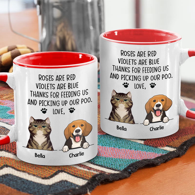 Thanks For Always Feeding Me - Dog & Cat Personalized Custom Accent Mug - Christmas Gift For Pet Owners, Pet Lovers