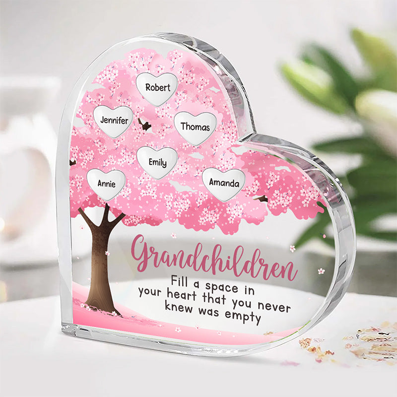 The Greatest Blessing Your Heart Will Ever Know - Family Personalized Custom Heart Shaped Acrylic Plaque - Gift For Grandma, Greatgrandma