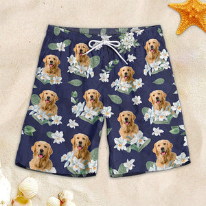 Custom Photo Wild And Free Just Like The Sea - Dog & Cat Personalized Custom Tropical Hawaiian Aloha Men Beach Shorts - Summer Vacation Gift, Birthday Party Gift For Pet Owners, Pet Lovers