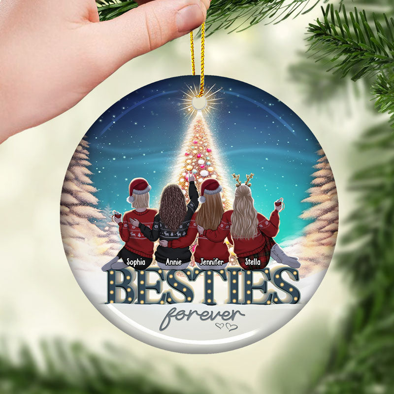 Best Friend At First Sight - Bestie Personalized Custom Ornament - Ceramic Round Shaped - Christmas Gift For Best Friends, BFF, Sisters