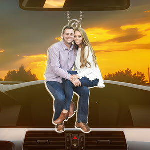 Custom Photo Where There Is Love There Is Life - Couple Personalized Custom Car Ornament - Acrylic Custom Shaped - Gift For Husband Wife, Anniversary