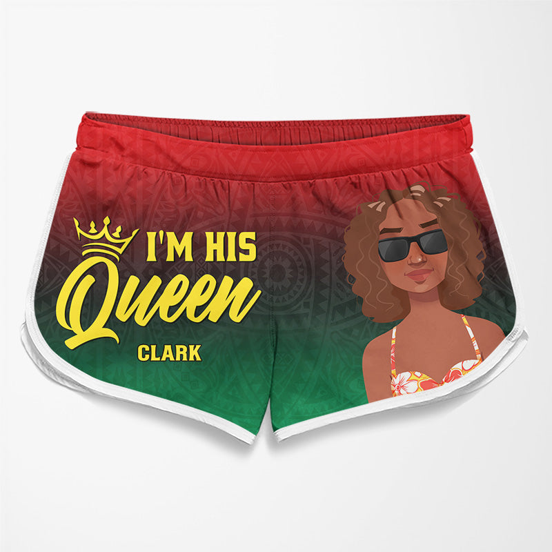 I'm Her King I'm His Queen - Funny Personalized Custom Tropical Hawaiian Aloha Couple Beach Shorts - Summer Vacation Gift, Birthday Party Gift For Husband Wife