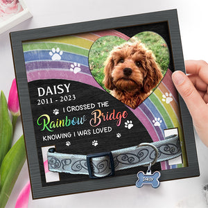 Custom Photo I Wish The Rainbow Bridge Had Visiting Hours - Memorial Personalized Custom Pet Loss Sign, Collar Frame With Stand - Sympathy Gift, Gift For Pet Owners, Pet Lovers