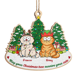 Meowy Christmas - Cat Personalized Custom Ornament - Wood Unique Shaped - Christmas Gift For Pet Owners, Pet Lovers