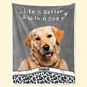 Custom Photo Life Is Better With Dogs & Cats - Dog & Cat Personalized Custom Baby Blanket - Gift For Pet Owners, Pet Lovers