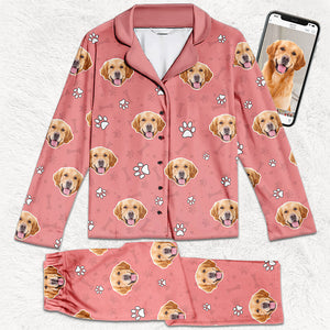 Custom Photo Love Is A Four Legged Word - Dog & Cat Personalized Custom Face Photo Pajamas - Christmas Gift For Pet Owners, Pet Lovers