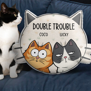 We're Trouble Makers - Cat Personalized Custom Shaped Pillow - Gift For Pet Owners, Pet Lovers