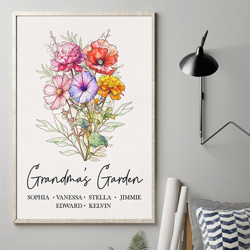 Blooming Stories Of Generations - Family Personalized Custom Vertical Poster - Birthday Gift For Grandma
