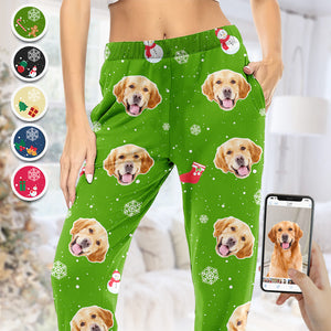 Custom Photo Me & My Pets - Dog & Cat Personalized Custom Face Photo Pajama Pants - New Arrival, Christmas Gift For Pet Owners, Pet Lovers