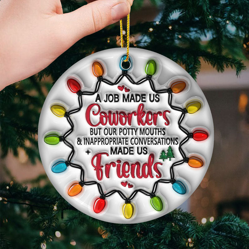 My Emotional Support Coworker - Coworker Personalized Custom Ornament - Ceramic Round Shaped - Christmas Gift For Coworkers, Best Friends, BFF