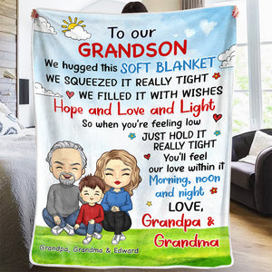 When You're Feeling Low Just Hold It - Family Personalized Custom Blanket - Gift From Grandma, Grandpa