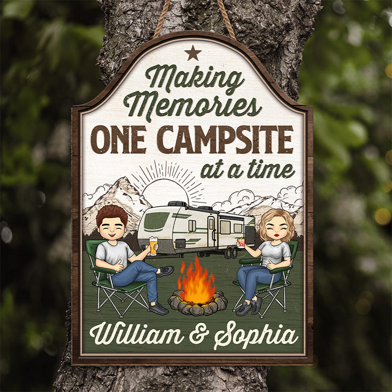 Camping Partners For Life - Camping Personalized Custom Shaped Home Decor Wood Sign - House Warming Gift For Couples, Husband Wife, Camping Lovers