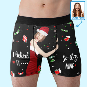 Custom Photo I Licked It - Funny Personalized Custom Boxer Briefs, Men's Boxers - Christmas Gift For Boyfriend, Husband, Anniversary