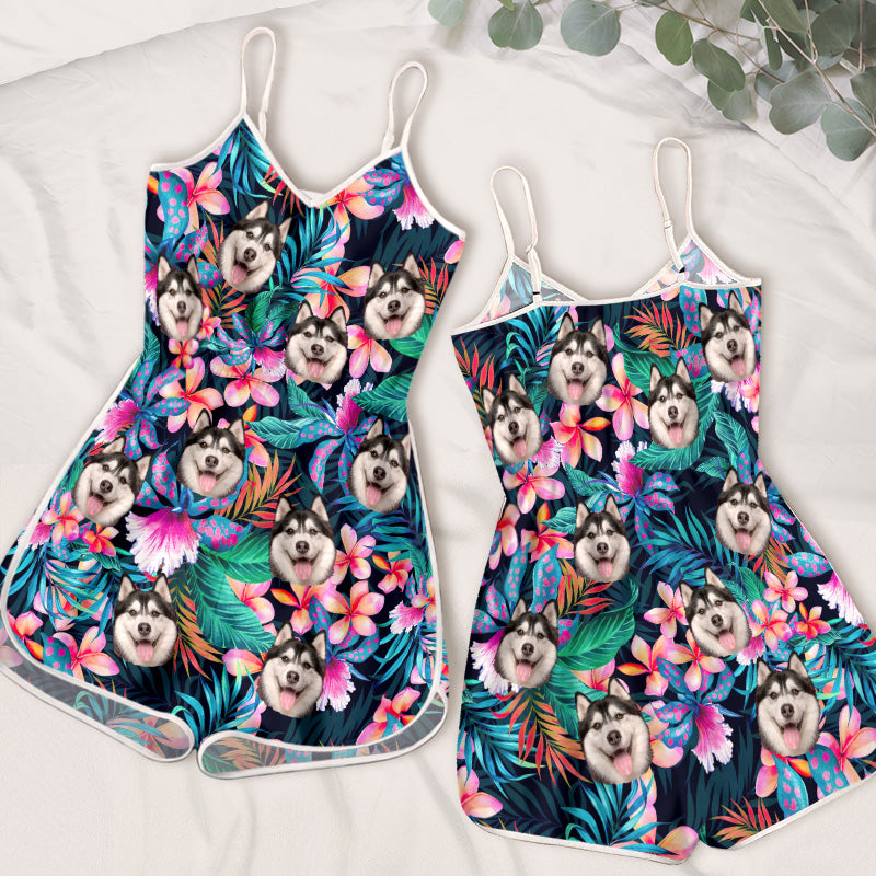 Custom Photo Tropical Island - Dog & Cat Personalized Custom Sleeveless Romper - Gift For Pet Owners, Pet Lovers