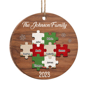 Life Is A Puzzle And We Are The Pieces - Family Personalized Custom Ornament - Wood Round Shaped - Christmas Gift For Family Members