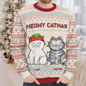 Santa Paws Please Stop Here - Dog & Cat Personalized Custom Ugly Sweatshirt - Unisex Wool Jumper - Christmas Gift For Pet Owners, Pet Lovers