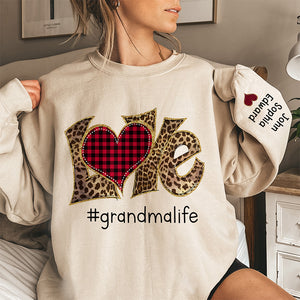 Grandma Life Is The Best Life - Family Personalized Custom Unisex Sweatshirt With Design On Sleeve - Christmas Gift For Mom, Grandma