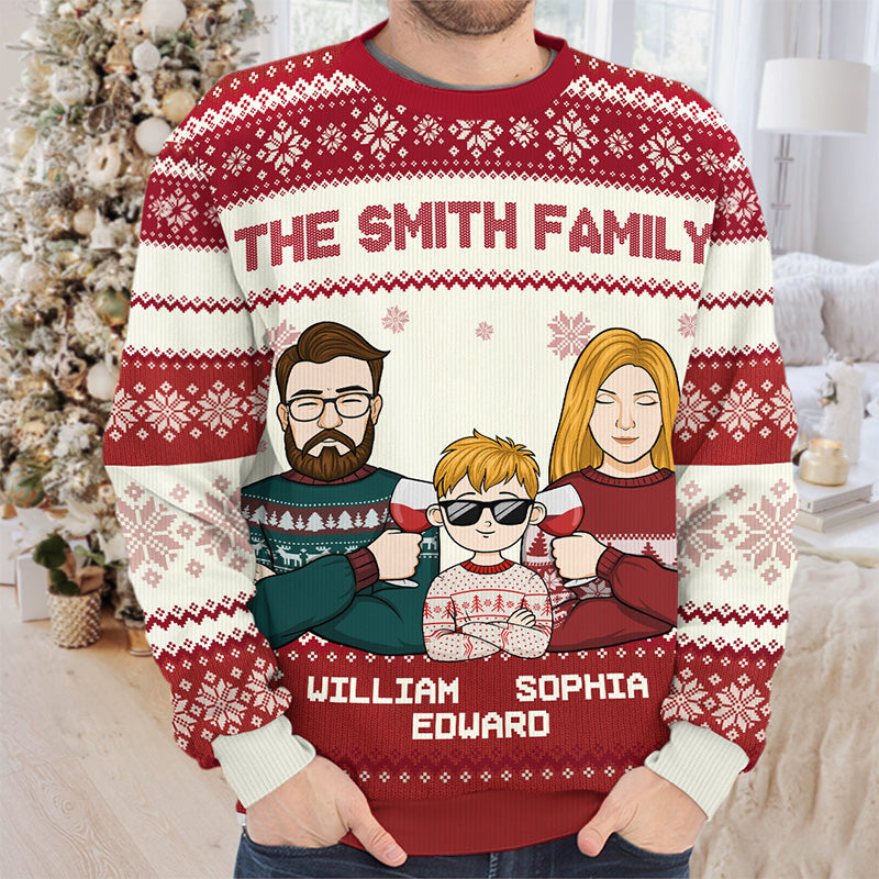 My Favorite Part Of Christmas Is Family - Family Personalized Custom Ugly Sweatshirt - Unisex Wool Jumper - Christmas Gift For Family Members