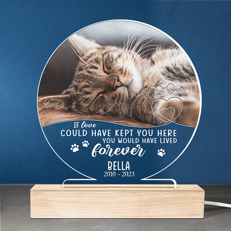 Custom Photo If Love Could Have Kept You Here - Memorial Personalized Custom Round Shaped 3D LED Light - Sympathy Gift For Pet Owners, Pet Lovers