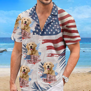 Custom Photo Summer Is A State Of Mind - Dog & Cat Personalized Custom Unisex Patriotic Tropical Hawaiian Aloha Shirt - Independence Day, 4th Of July, Summer Vacation Gift, Gift For Pet Owners, Pet Lovers