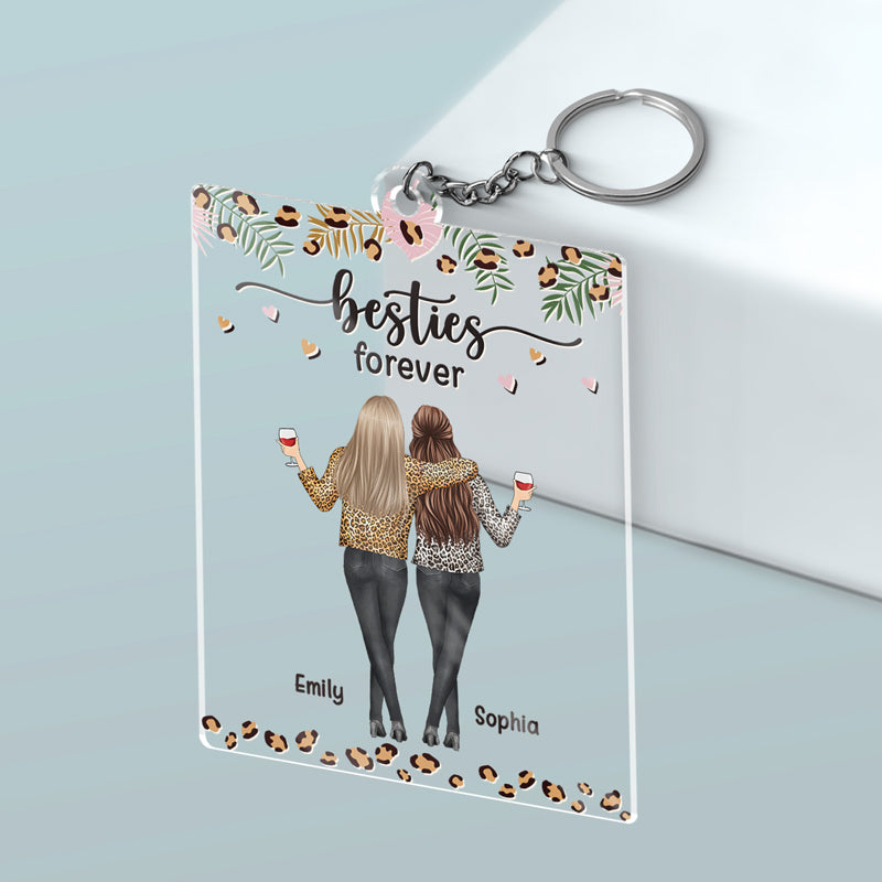 We're Sisters Forever - Besties Personalized Custom Rectangle Shaped Acrylic Keychain - Gift For Best Friends, BFF, Sisters