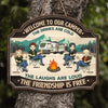 We’re Not Alcoholics We're Drunks - Camping Personalized Custom Shaped Home Decor Wood Sign - House Warming Gift For Best Friends, BFF, Sisters, Camping Lovers