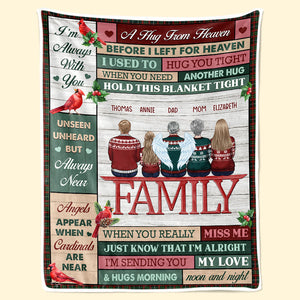 Hugs From Heaven - Memorial Personalized Custom Blanket - Christmas Gift, Sympathy Gift For Family Members