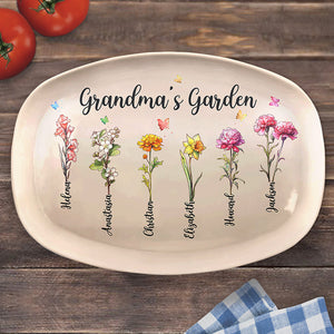 Grandma's Lovely Garden - Family Personalized Custom Platter - Gift For Grandma