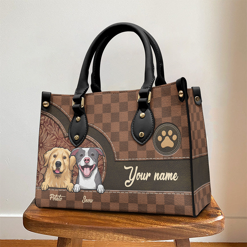 Unconditional Love in A Furry Bag - Dog & Cat Personalized Custom Leather Handbag - Gift for Pet Owners, Pet Lovers - No Strap - PawfectHouses.com