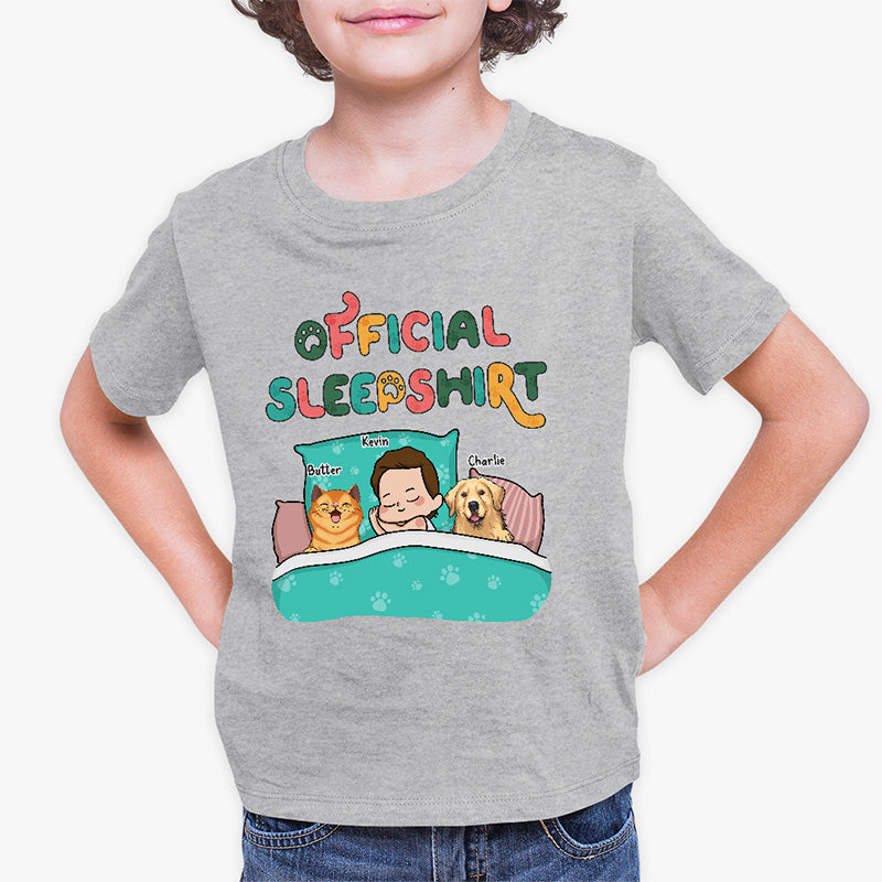 Kid & Pets Official Sleepshirt - Dog & Cat Personalized Custom Kid T-shirt - Gift For Kid, Pet Owners, Pet Lovers