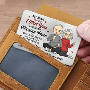 My Man The Day I Met You - Couple Personalized Custom Aluminum Wallet Card -  Gift For Husband Wife