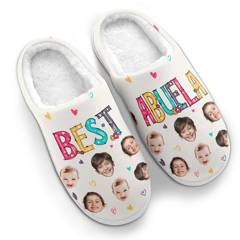 Custom Photo Best Nana Ever - Family Personalized Custom Fluffy Slippers - Gift For Mom, Grandma