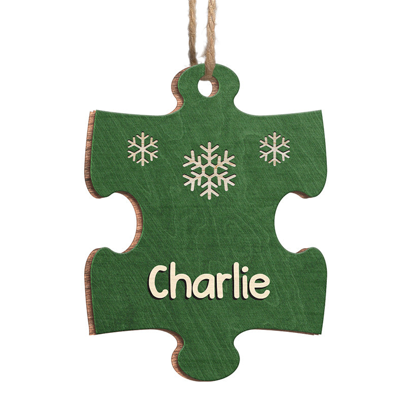A Piece Of Family Puzzle - Family Personalized Custom Ornament - Wood Custom Shaped - Christmas Gift For Family Members