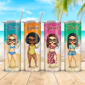 Cheers To A Perfect Day - Bestie Personalized Custom Skinny Tumbler - Gift For Best Friends, BFF, Sisters